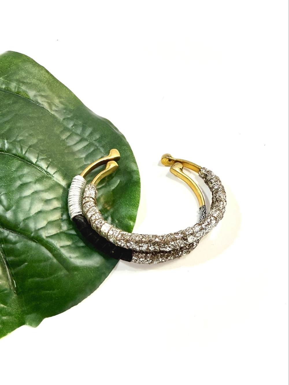 Lena Bernard Pave Crystal Cuff Bracelet Set Gold & Black | NWT